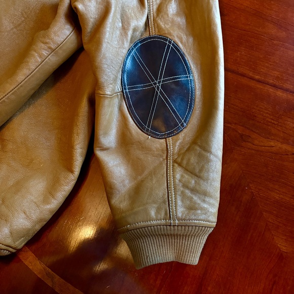 Men’s pre-owned Vintage Tan Rocawear Lamb’s Leather Bomber Coat - Picture 16 of 16